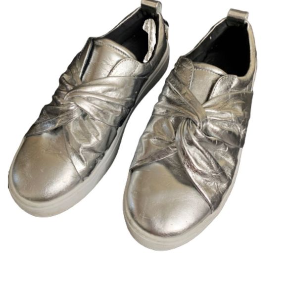 metallic silver sneakers women's shoes